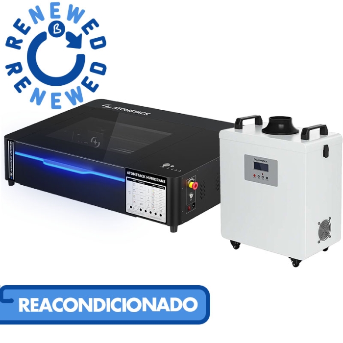 Máquina láser CO2 AtomStack Hurricane 55W con filtro - Reacondicionado