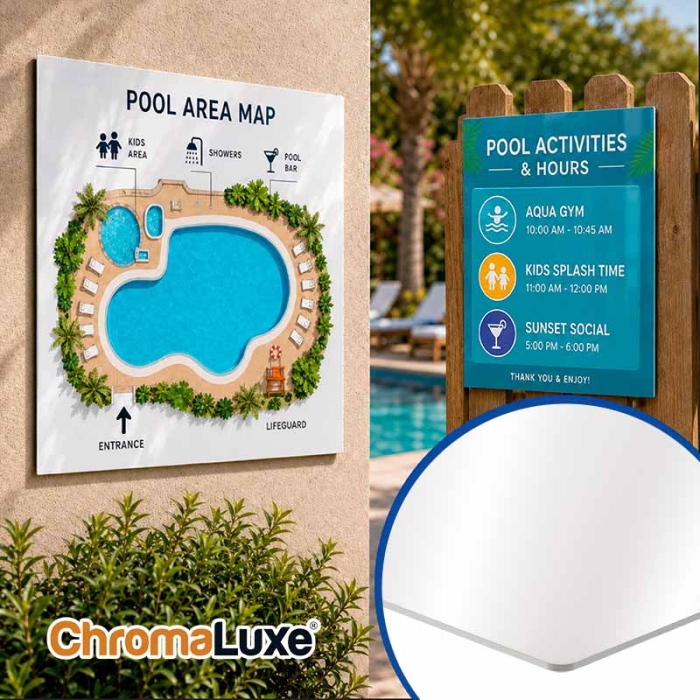 Paneles de aluminio blanco brillo sublimable Chromaluxe para exterior Paneles de aluminio blanco brillo sublimable Chromaluxe para exterior
