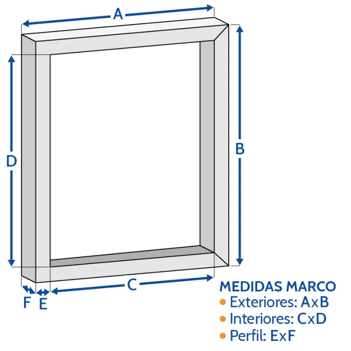 Marcos de aluminio para serigrafía - Medidas del marco