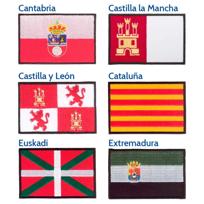 Parches termoadhesivos bordados con banderas de autonomías españolas