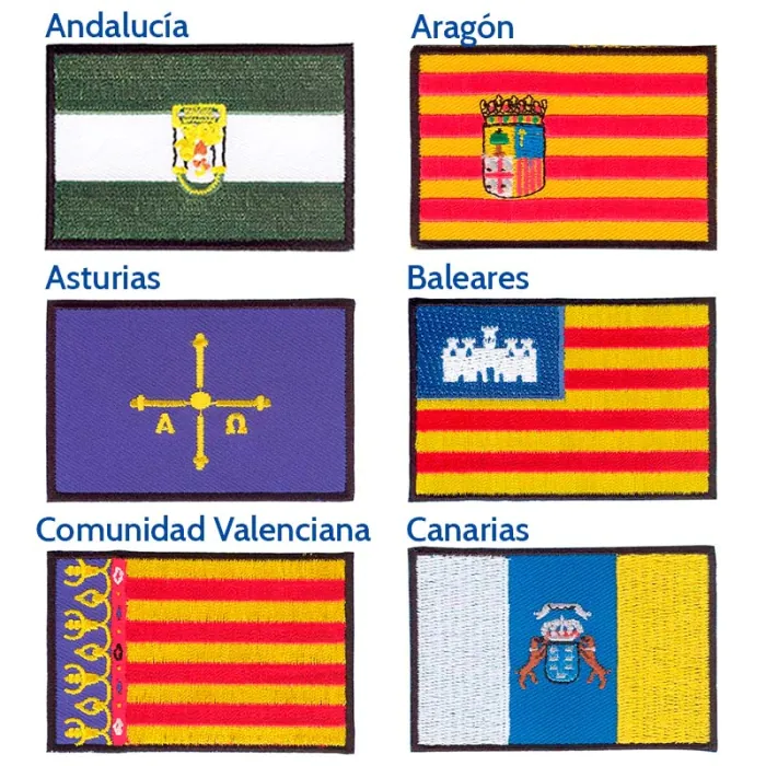 Parches termoadhesivos bordados con banderas de autonomías españolas