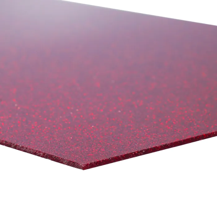 Detalle del borde y grosor de las láminas acrílicas colores glitter