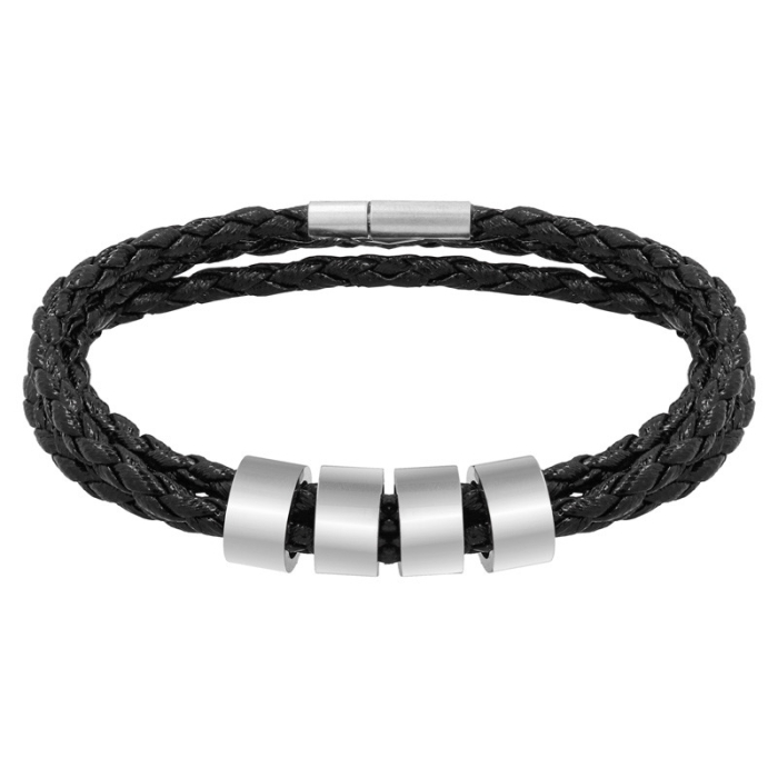 Bracelets en cuir avec perles pour gravure