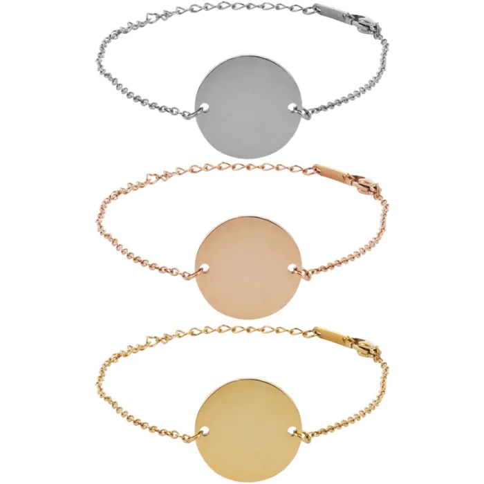Pulseras medalla redonda para grabado - Colores disponibles