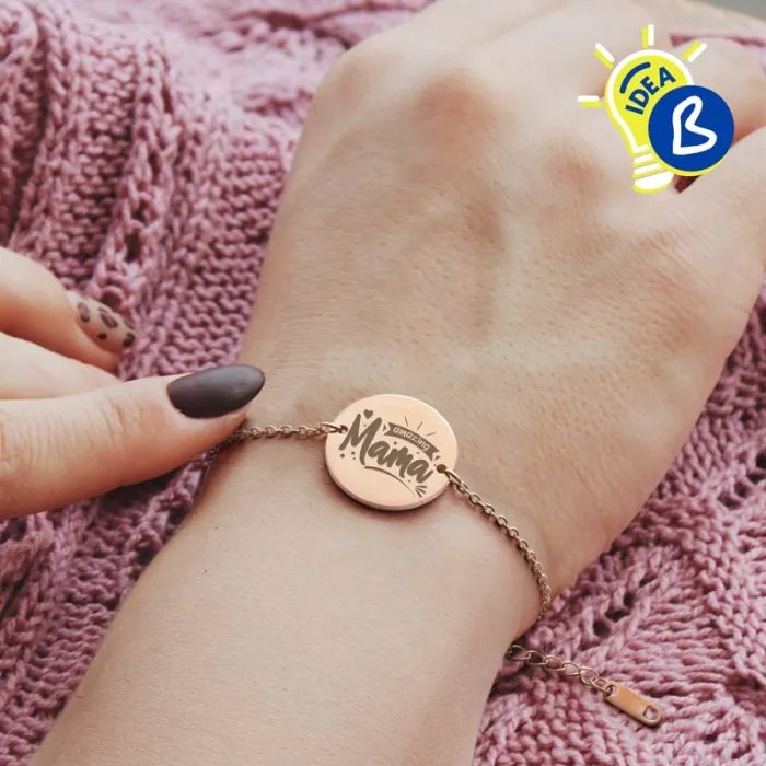 Pulseras medalla redonda para grabado - Ejemplo de personalización