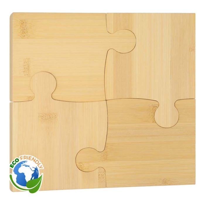 Set 4 posavasos puzzle de bambú para grabado