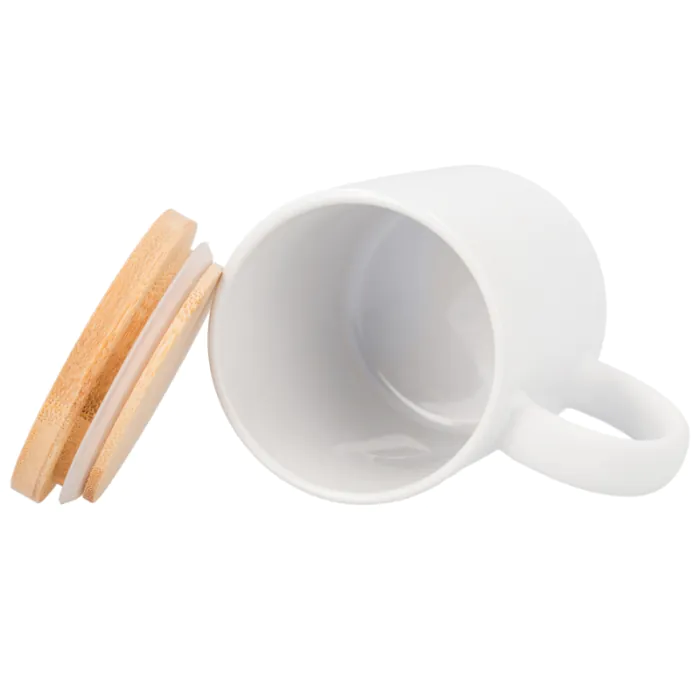 Intérieur - Mug blanc mat avec couvercle en bambou
