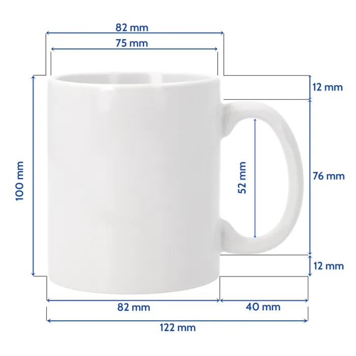 Dimensions - Mug blanc mat avec couvercle de bambou
