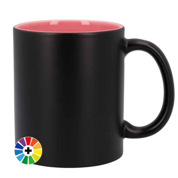 Matte Black Mugs for Engraving with Coloured Interior