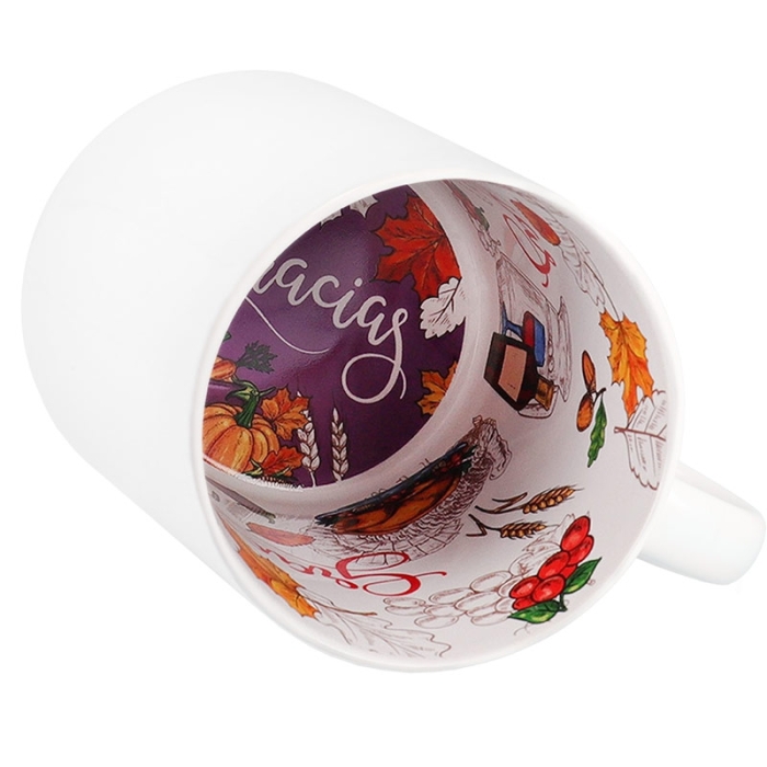 Tasse sublimable avec intérieur pré-imprimé "Gracias"