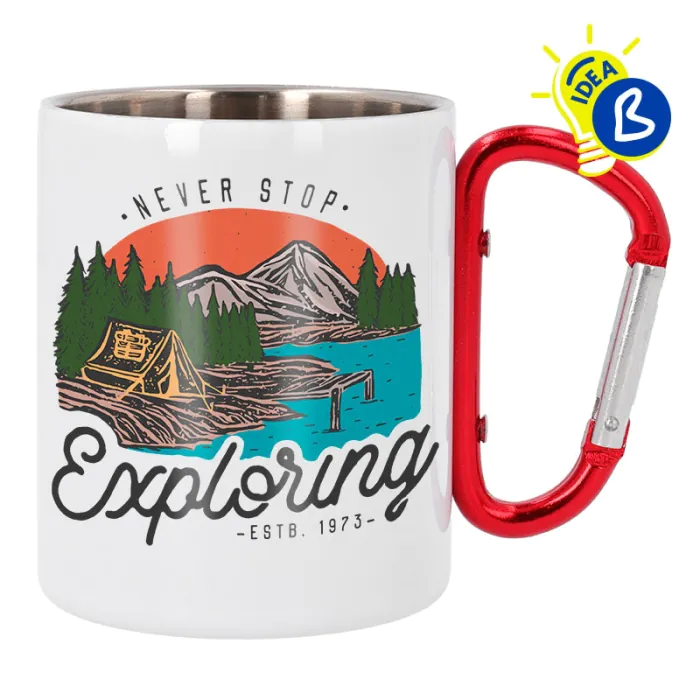 Sublimation Carabiner Mug - Stainless Steel - White mug personalisation example