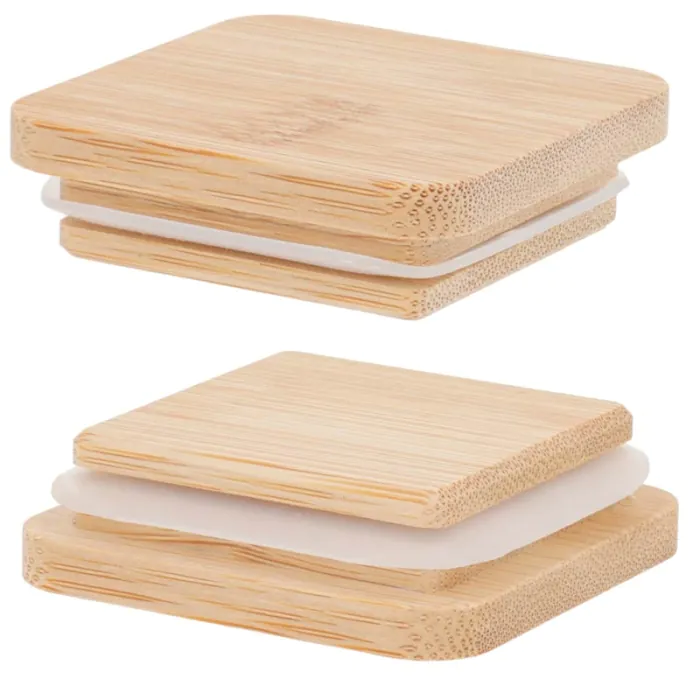 Bougies parfumées en cristal avec couvercle en bambou pour gravure - Recto et verso du couvercle