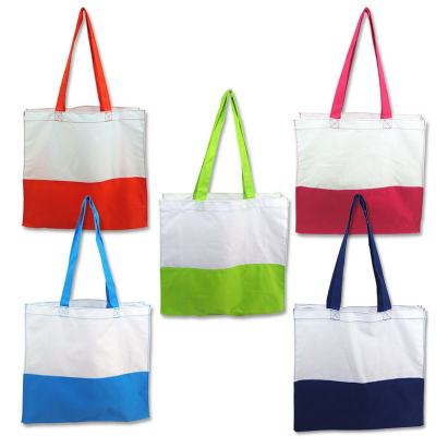 Hacer Ejercicio folleto Bolsa de tela blanca con base y asas de colores para sublimar | BRILDOR ®