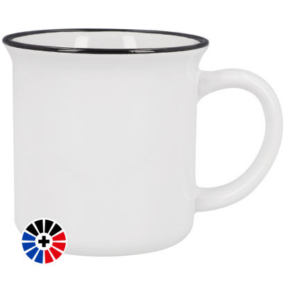 Taza blanca de cerámica con borde