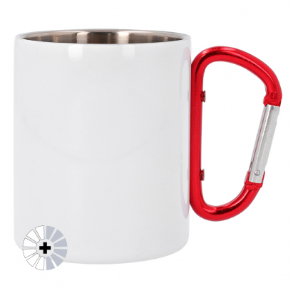 Mug sublimable en inox avec anse mousqueton