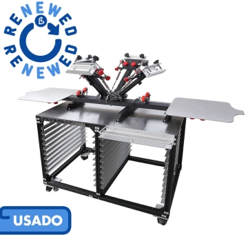 Máquina de serigrafía manual de 4 colores con rack de secado - Usado