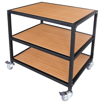 Table pour presses à chaud avec roues et étagères