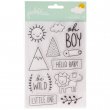 Sellos acrílicos - Palabras y formas - Kit de 12 sellos serie Boy
