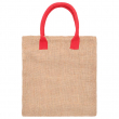 Jute Bag with Cotton Handles - Red