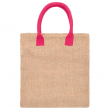 Jute Bag with Cotton Handles - Pink