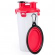 Double food and water bottle with red bowl