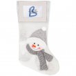 Chaussette de Noël à suspendre motif Bonhomme de Neige argenté