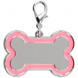 Chapa para mascotas forma hueso de zamak para grabado borde rosa