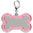 Plaque pour animaux de compagnie en forme d'os en zamak pour gravure bord rose
