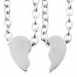 Heart Split Medal Necklaces for Engraving 4x8mm - Set of 2 Silver Necklaces