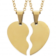 Heart Split Medal Necklaces for Engraving 12x20mm - Set of 2 Gold Necklaces