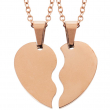Heart Split Medal Necklaces for Engraving 12x20mm - Set of 2 Rose Gold Necklaces