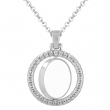 Sublimable Rotating Round Medal Necklace with Diamonds Ø33mm - Silver