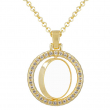 Sublimable Rotating Round Medal Necklace with Diamonds Ø33mm - Gold