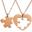 Colliers médaille coeur puzzle pour gravure - Or rose