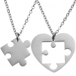 Colliers médaillon coeur puzzle pour gravure - Argent