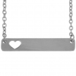 Rectangular Necklace 35x6mm with Heart for Engraving - Silver