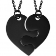 Heart Puzzle Piece Medal Necklaces for Engraving - Black