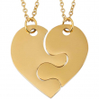 Heart Puzzle Piece Medal Necklaces for Engraving - Gold