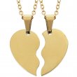 Colliers médaille coeur brisé pour gravure 12x20mm - Set de 2 colliers Or