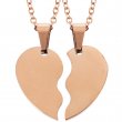Colliers médaille coeur brisé pour gravure 12x20mm - Set de 2 colliers Or rose