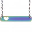 Collar rectangular 35x6mm con corazón para grabado - Arcoíris 