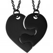 Heart Puzzle Piece Medal Necklaces for Engraving - Black