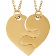 Heart Puzzle Piece Medal Necklaces for Engraving - Gold