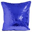 Housse de coussin à sequins réversibles sublimable avec verso blanc - Bleue/Blanche