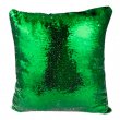 Funda cuadrada para cojín con lentejuela reversible sublimable - Verde/Blanca