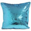 Housse de coussin à sequins réversibles - Carré - Bleu/Blanc