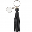 Pendentif porte-clés en sublimation avec franges en similicuir - Noir