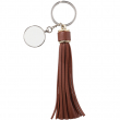 Pendentif porte-clés en sublimation avec franges en similicuir - Marron