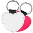 Porte-clés cœur pour sublimation en simili cuir avec dos rose à paillettes