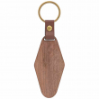 Porte-clés en bois foncé pour gravure avec lanière en cuir - Losange 4,4x9cm